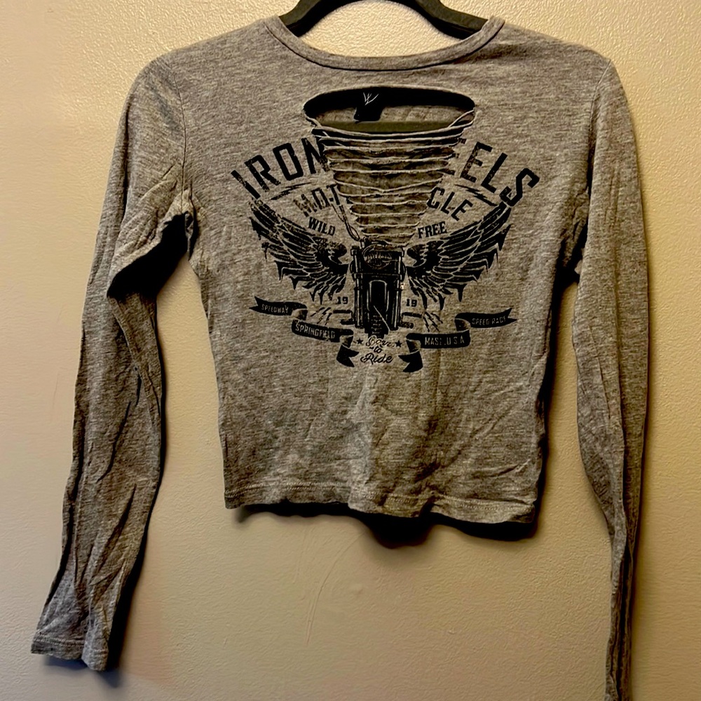 long sleeve biker cut tee
